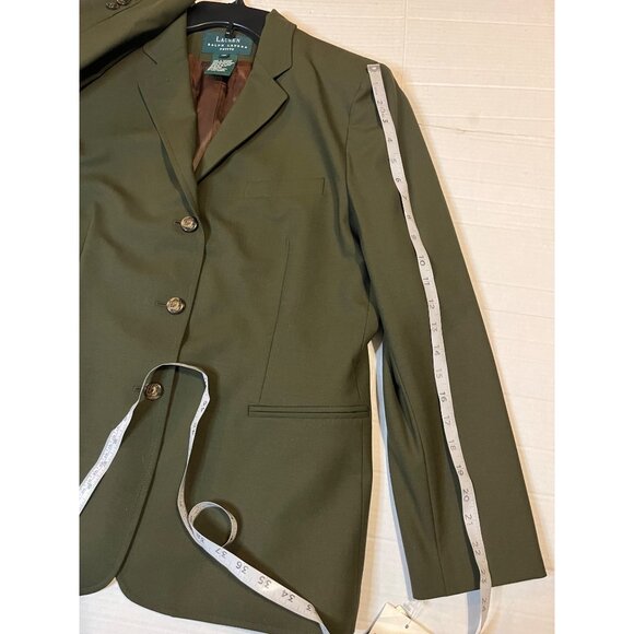 VTG-NWT-Ralph Lauren Women equestrian buttons blazer jacket wool Olive Green 14P - Picture 14 of 16